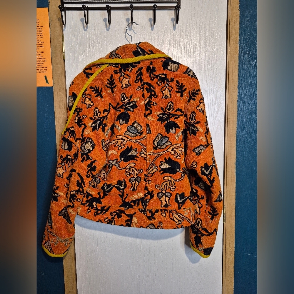 ๐โค๏ธ760Free People Mosaic Boxy Tapestry Moto Statement Jacket Coat Motorcycle - Picture 2 of 6